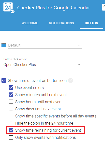Checker Plus Google Calendar extension settings